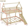 thumbnail image 6 of Twin over Queen House Bunk Bed with Climbing Nets and Climbing Ramp, Natural, 6 of 12