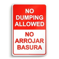 Dimarongton Aluminum No Dumping Sign, No Arrojar Basura Sign, No littering Sign Outdoor