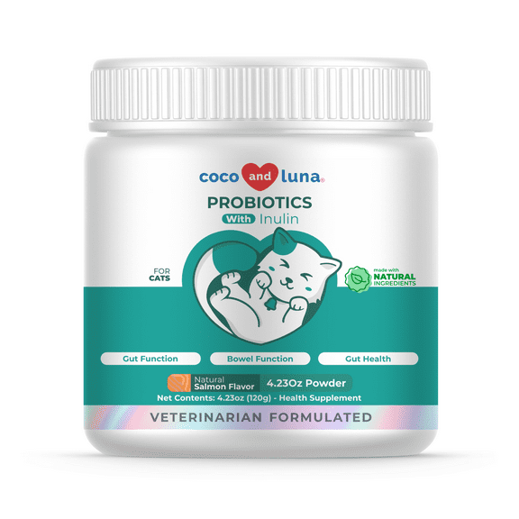 Coco and Luna Probiotics for Cats 120g Powder - Digestive Enzymes, Cat Probiotics and Digestive Enzymes, Cat Probiotics Powder, Promotes Healthy Stomach and Digestion (for Cats)