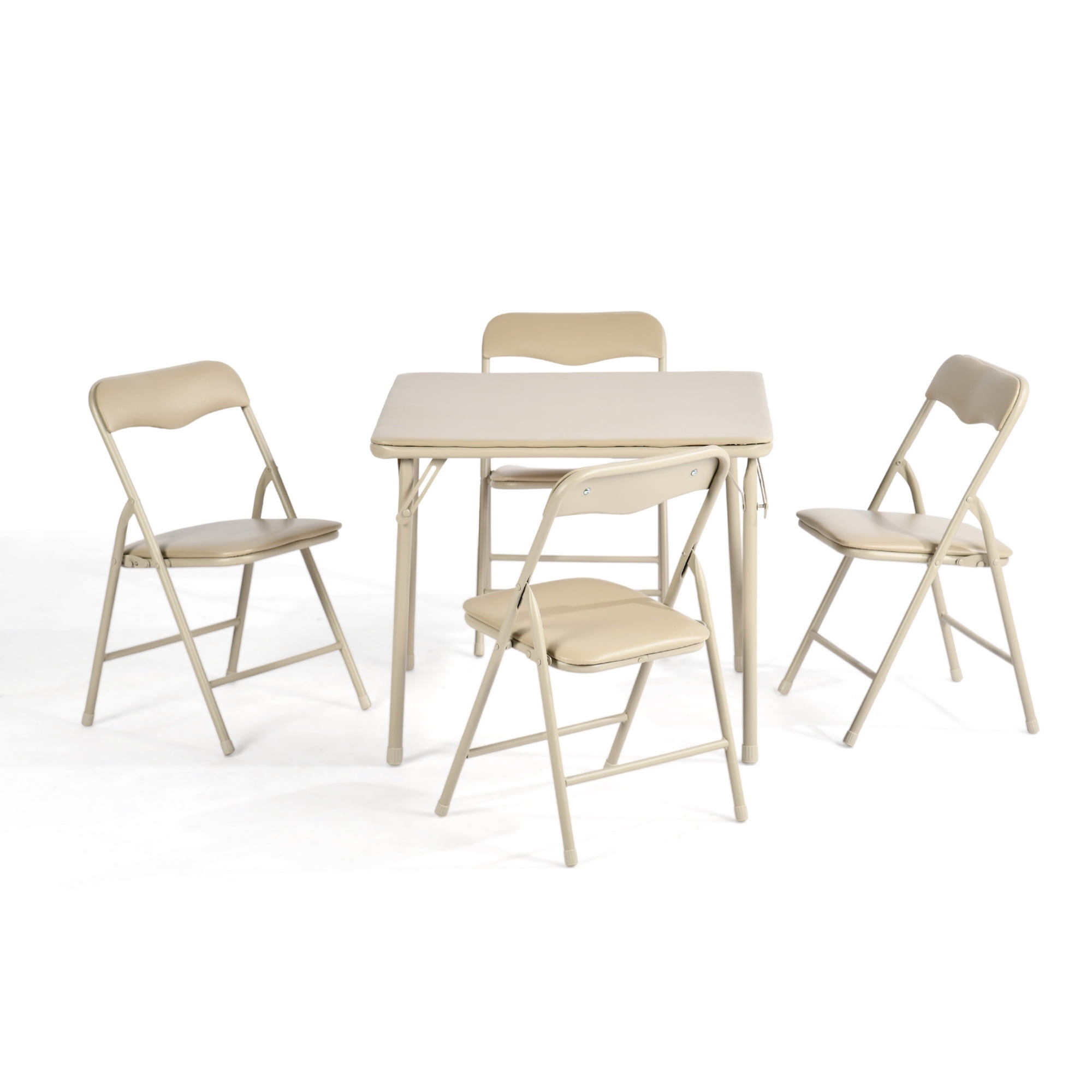 Homy Casa Kids 5-Piece Folding Activity Table and Chair Set, Classic Beige