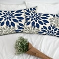 thumbnail image 2 of Navy Blue Decorative Dahlia Boho Lumbar Pillow Covers 12x20 Inch, Geometric Floral Elegant Gray Grey Beige Decor Rustic Farmhouse Throw Pillows Cushion Cases for Sofa Bedroom Decorations, 2 of 6