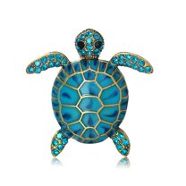 Soumake Sea Turtle Brooch Oil-dripping Rhinestone Animal Shape Retro Personality Gift Alloy Women Men Business Suit Lapel Pin Fashion Jewelry
