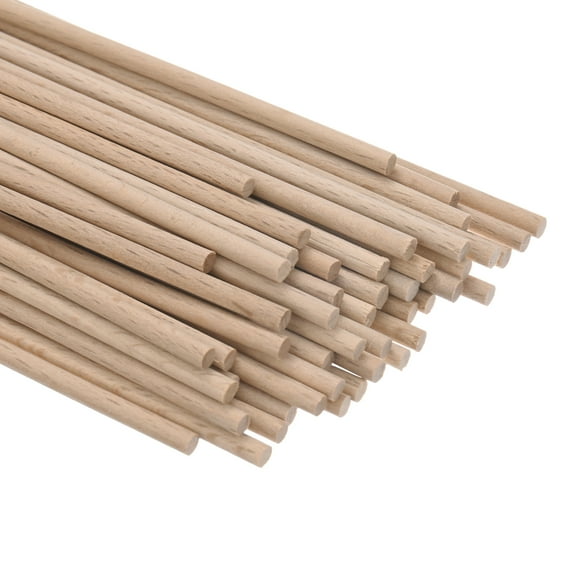 50-Pack Dowel Rods Wood Sticks 1/8 x 4 Inch Wooden Dowel Rods Unfinished Hardwood Sticks Precut Dowels for Crafting/DIYers/Make Baking/Decorating [Wood Color]