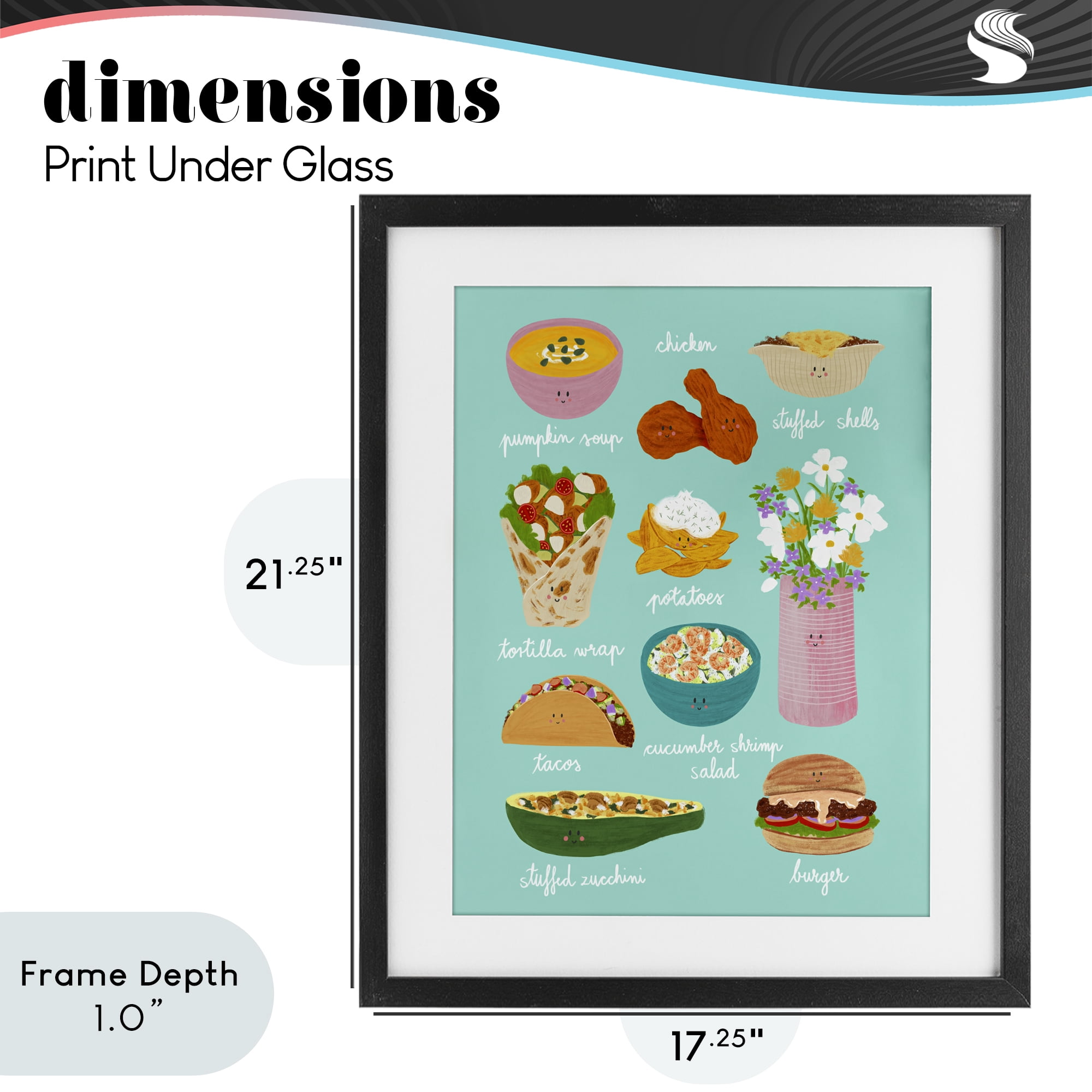 Stupell Industries Gourmet Lunch Food Collection Black Framed Print Under Glass, design by Metka Hiti