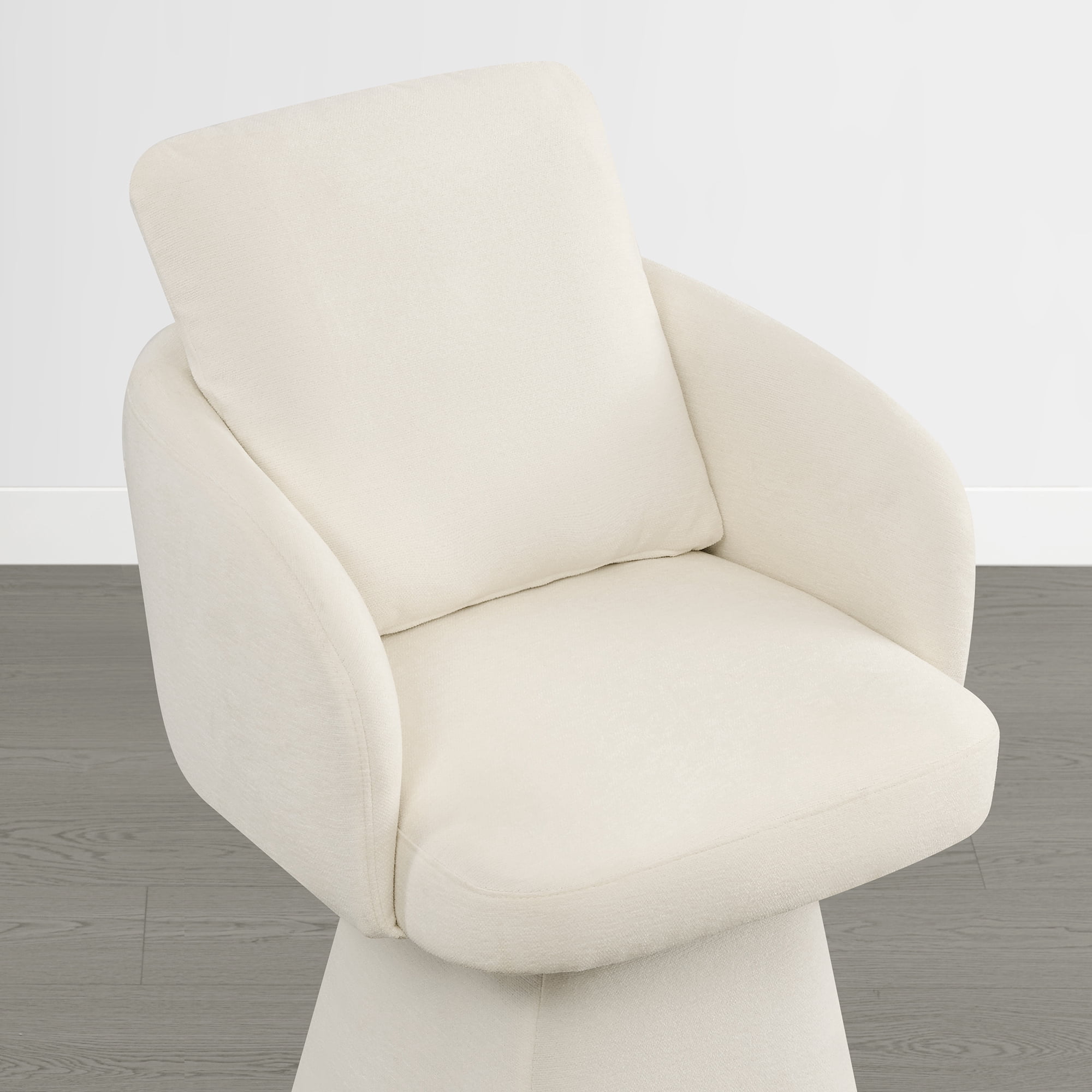 Spruce & Spring 26" Counter Height Swivel Bar Stools with Arms, Upholstered Chenille Seat & Back for Kitchen Island & Home Bar, Cream Fabric