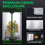 ALPHAGROW Black Grow Tent Kit, 24 x 24 x 48 in, 600D Fabric, Twin Doors, 33 W LED, and 4 in Fan Filter