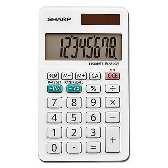 Sharp SHREL244WB EL244WB 8 Chiffres - Calculatrice de Base Portable