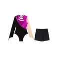 thumbnail image 4 of Hansber Women Adult Gymnastic Leotard Dance Leotard with Shorts 2Pcs Gymnastic Suit Dance Biketard Hot Pink L, 4 of 5