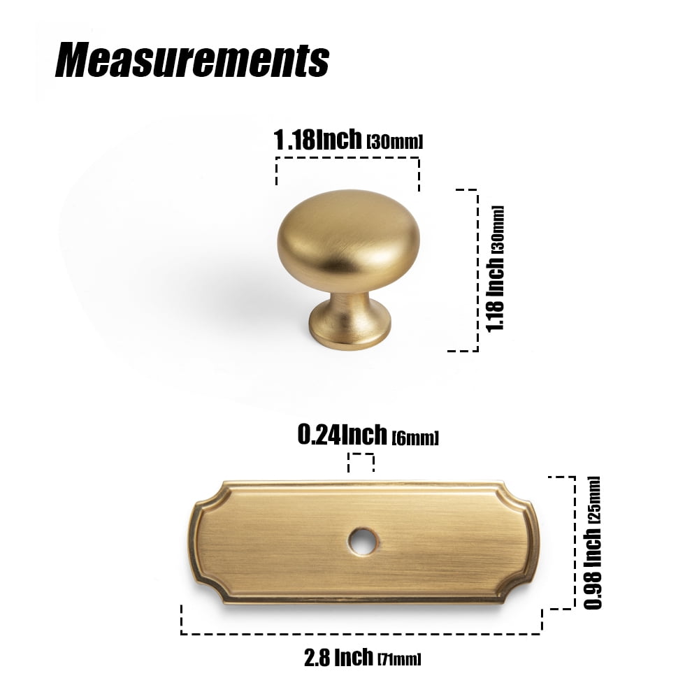 Goo-Ki Champagne Bronze Zinc Alloy Cabinet Knob with Backplate - Single Hole Center Luxury Cabinet Handles Hardware for Bedroom, Kitchen, 6 Pack