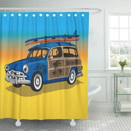 Pknmt Blue Tee Surf Car Graphics Colorful California Adventure