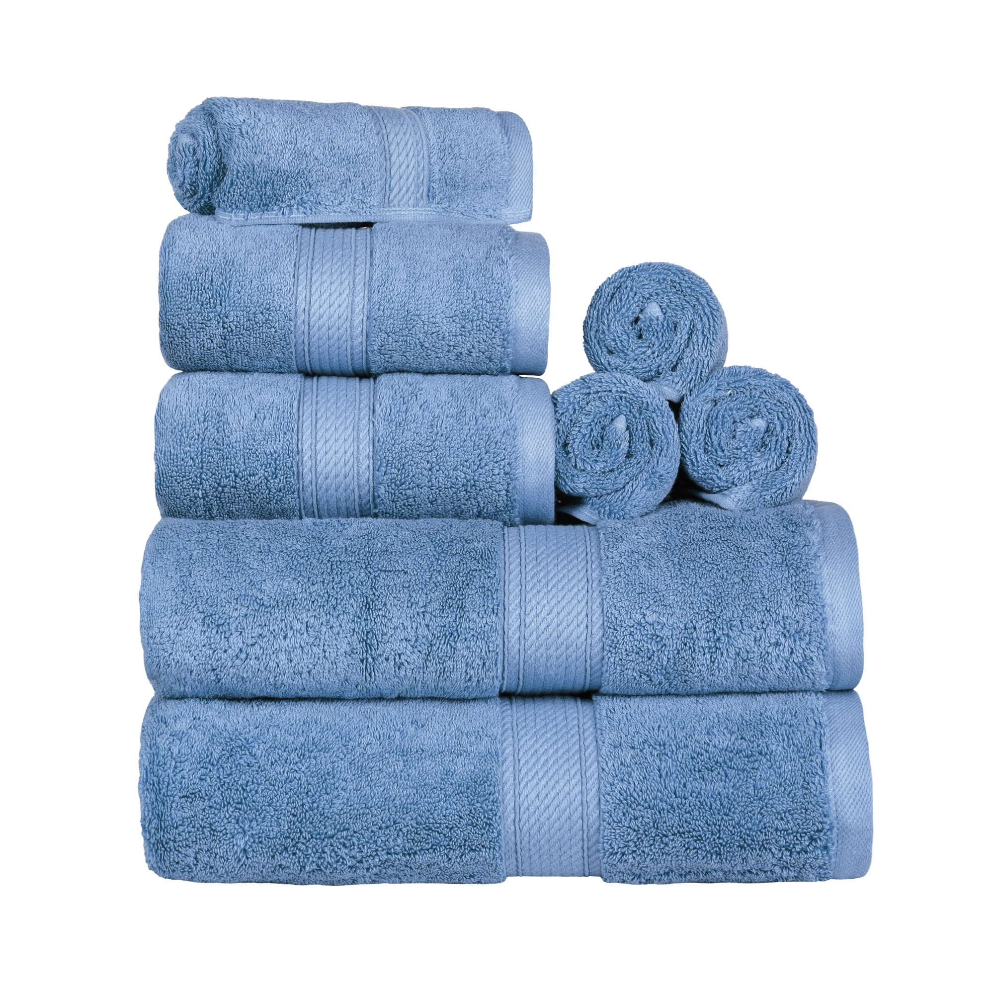 Superior Egyptian Cotton Towel Set 4 Bath 4 Face Towels Winter Blue 4 Hand 
