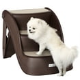 thumbnail image 1 of PawHut Foldable Pet Stairs 3-Step for Small Dogs w/ Non-slip Treads, Brown, 1 of 10