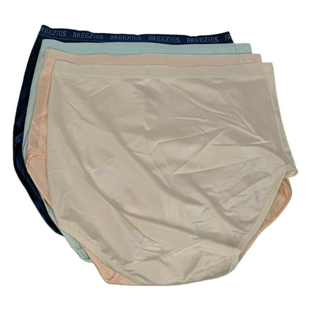 

Breezies Plus Sz Panties 1X Set of 4 Nylon Microfiber Brief Blue A287799 Plus Size