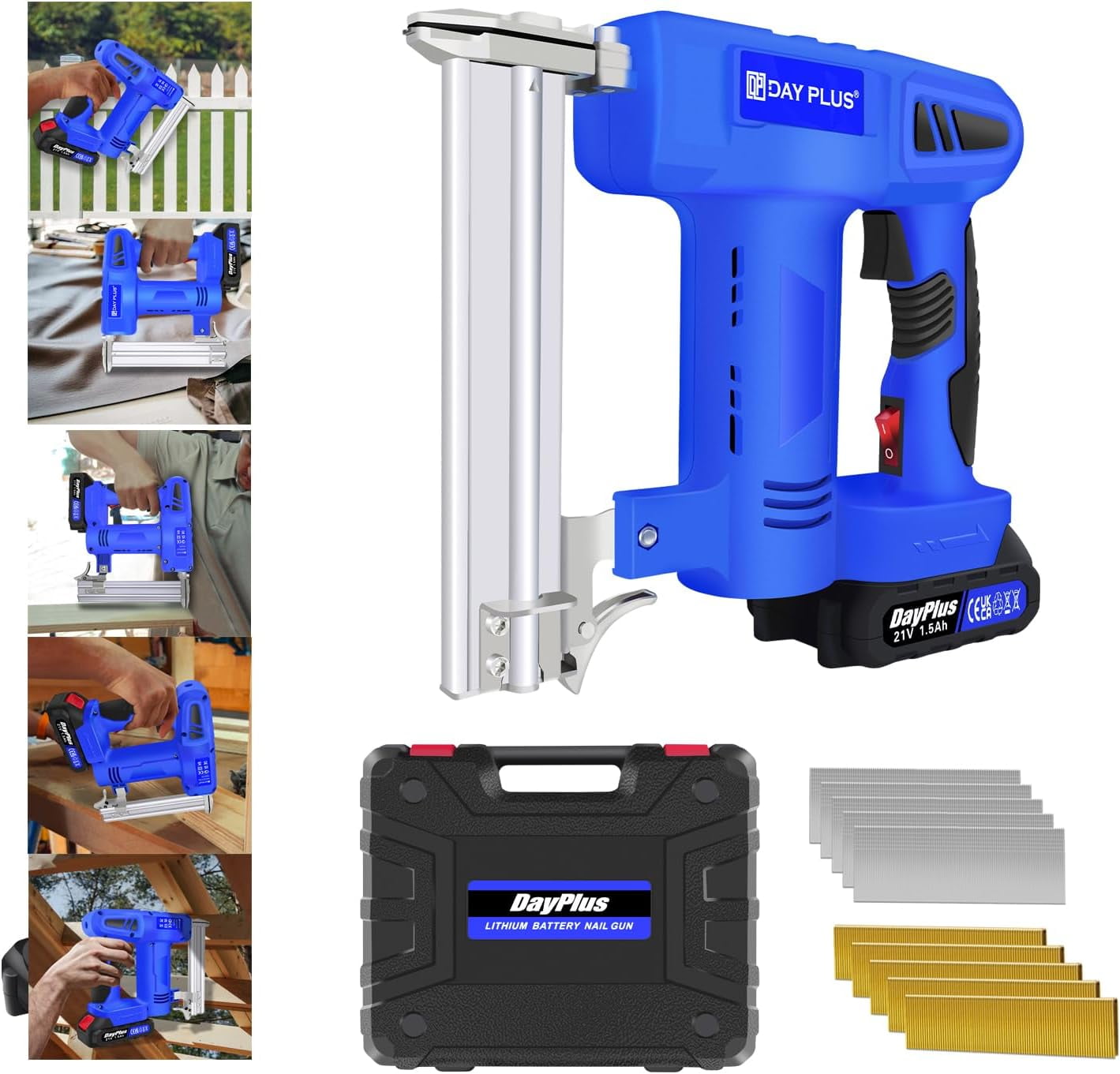 Nail Gun Battery Powered, 2 in 1 Brad Nailer, Staple Gun for Wood Heavy