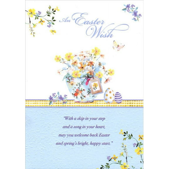 Designer Greetings Sparkling Glitter Flower Pot Easter Card