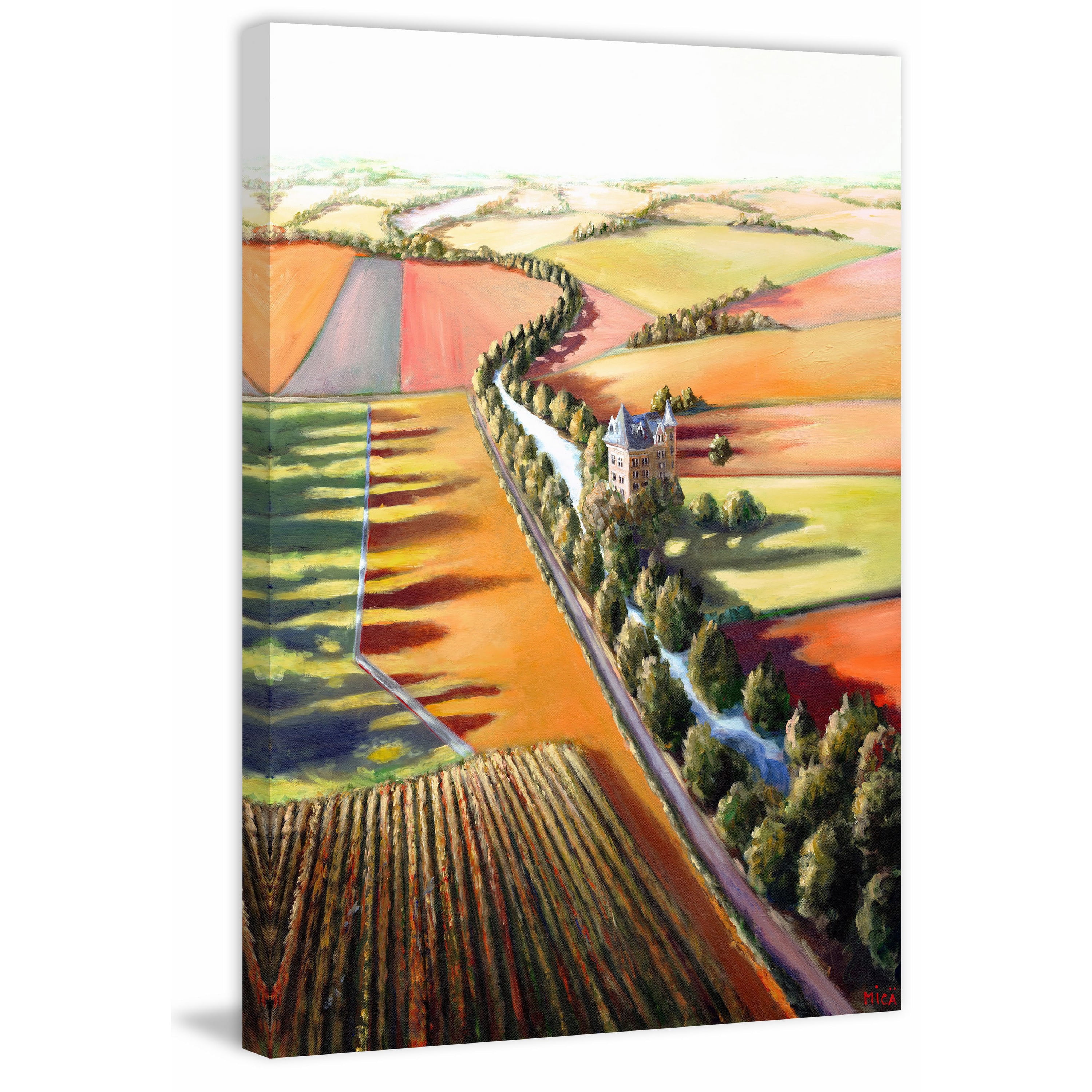 "Chateau by the River" Painting Print on Wrapped Canvas