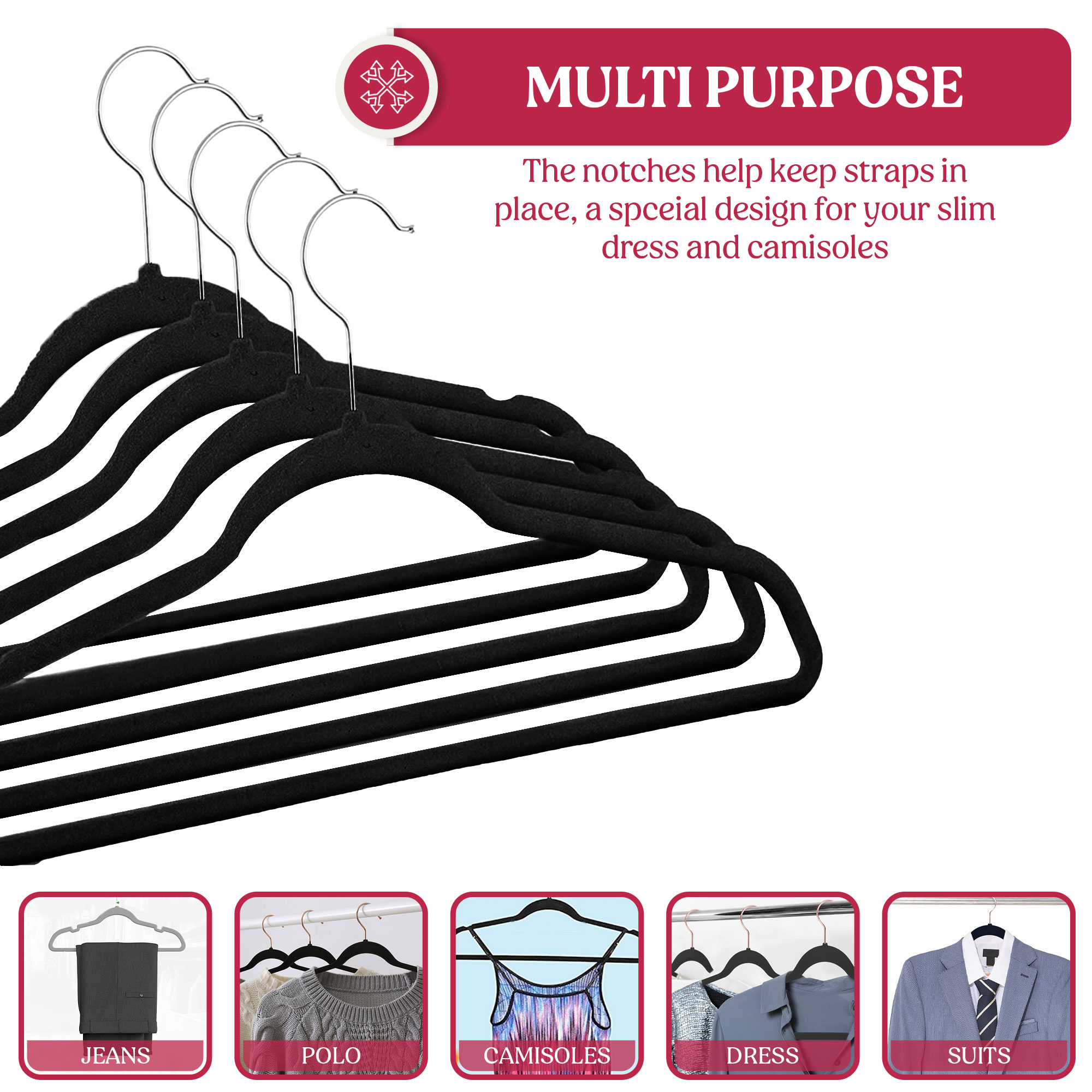 Lux Decor Collection 30-Pack Black Velvet Hangers photo 7