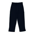 thumbnail image 6 of ZACPNCV Pants for Girls Summer Casual Loose Cotton Linen Straight Wide Leg Drawstring Elastic Waist Solid Cropped Pant Navy 12-13 Years, 6 of 8