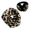 Top It Off Leopard Sherpa Fleece Infinity Scarf & Earmuff 2 PC Set, Camel Leopard