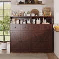 thumbnail image 2 of Set of 2 Dark Brown Storage Cabinet with Drawers and Shelves, Standing Kitchen Pantry Cabinet, Floor Storage Cabinet Hutch Cupboard, Coffee Bar Station for Dining Living Room Home Office, 2 of 14