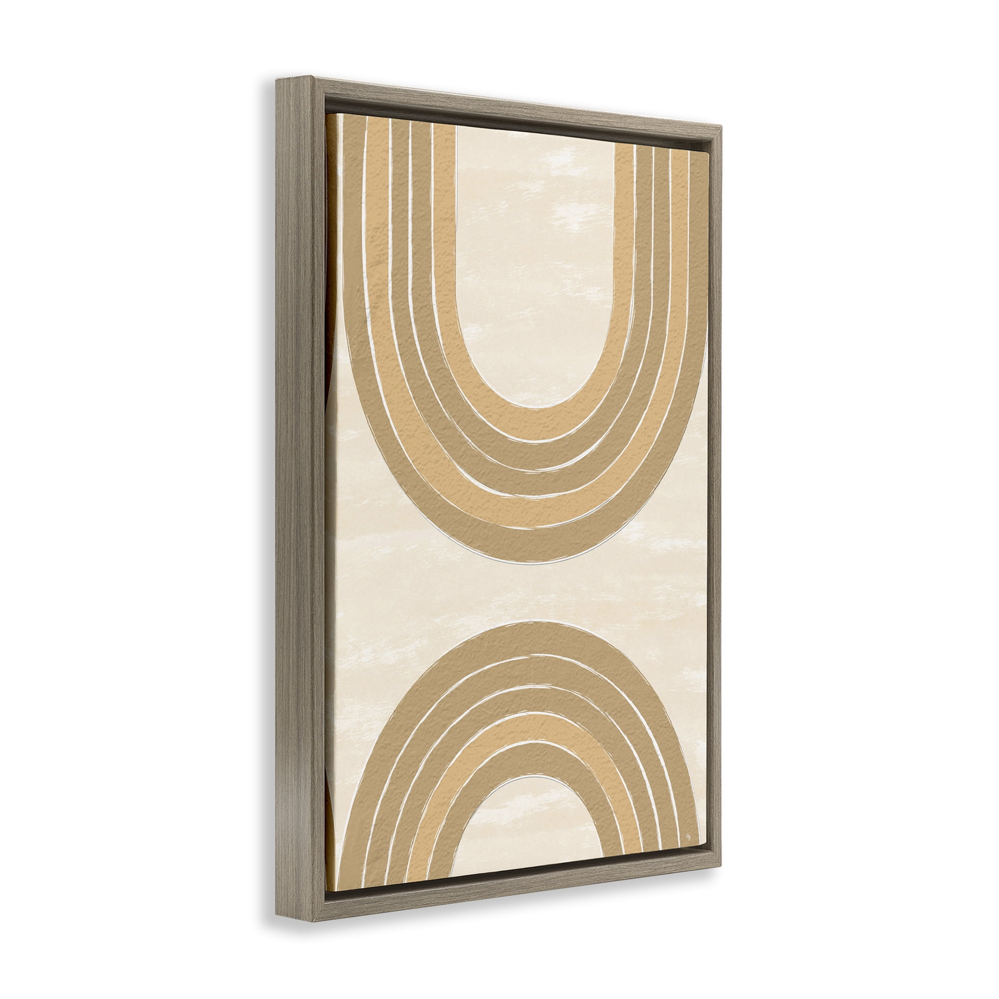 Stupell Industries Neutral Rainbow Arches Abstract Painting Brown Floater Framed Canvas Art Print Wall Art, 17 x 25