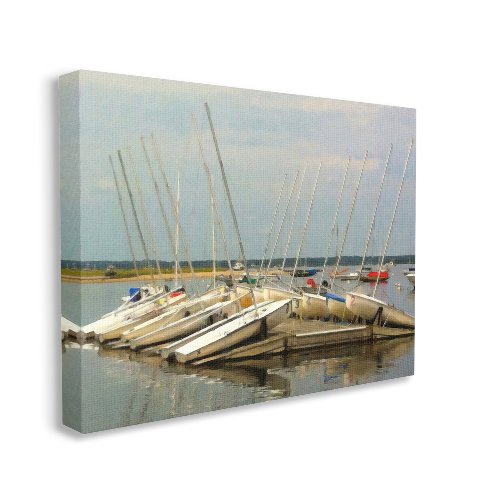 Stupell Industries Maritime Docked Boats Transportation Painting Gallery Wrapped Canvas Art Print Wall Art, 20 x 16