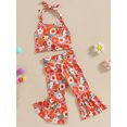 thumbnail image 3 of Wassery Toddle Girls Summer Outfits 2Pcs Floral Print Sleeveless Halter Neck Tops and Flared Pants Set 6M-5T, 3 of 8