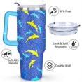 thumbnail image 3 of 40oz Ocean Cute Shark Stainless Steel Flip Straw Tumbler Spill Proof Travel Cup Double Wall Vacuum Insulated Coffee Mug with Top Handle, 3 of 6