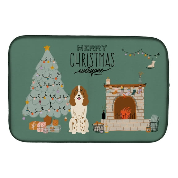 Carolines Treasures CK7594DDM Russian Spaniel Christmas Everyone Dish Drying Mat 14 x 21" multicolor