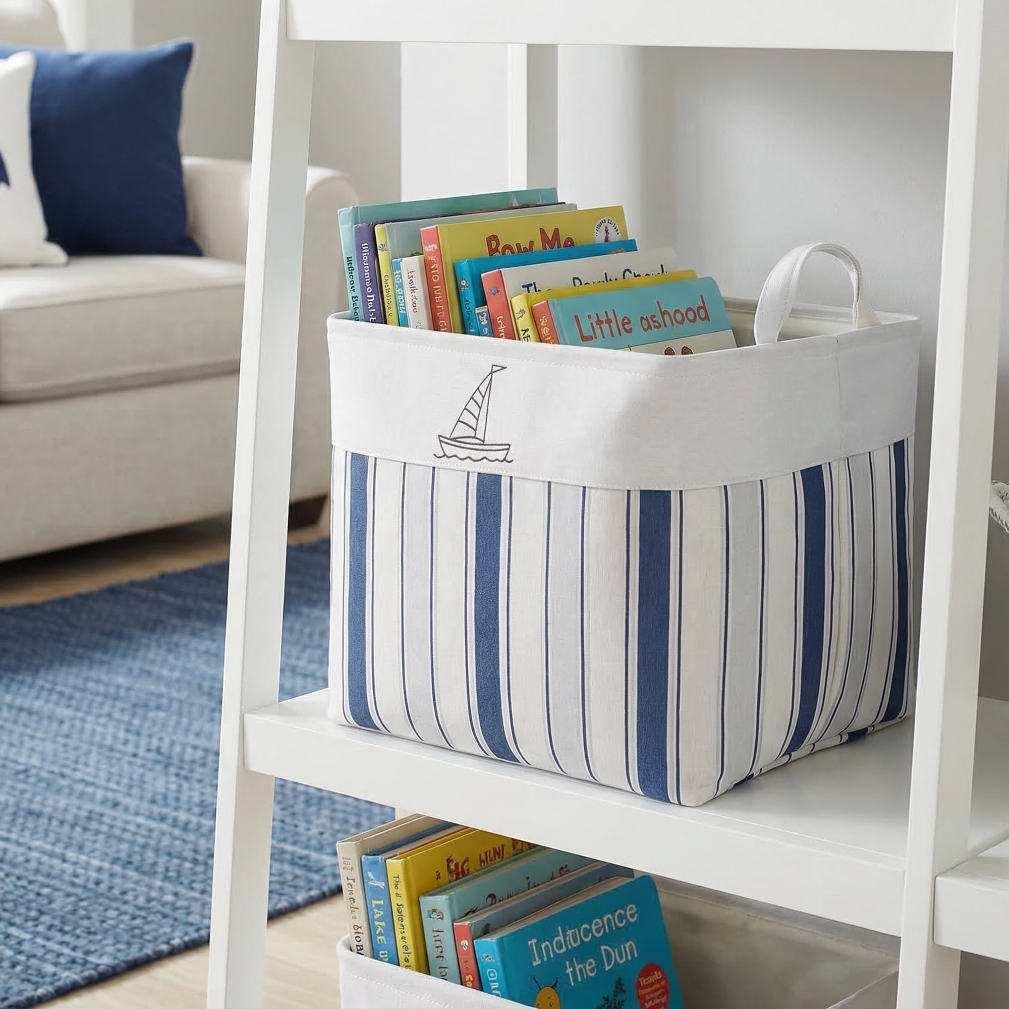 Unique Bargains 1pc Fabric Storage Bin Drawstring Storage Basket White 19.7*15.7*19.7in