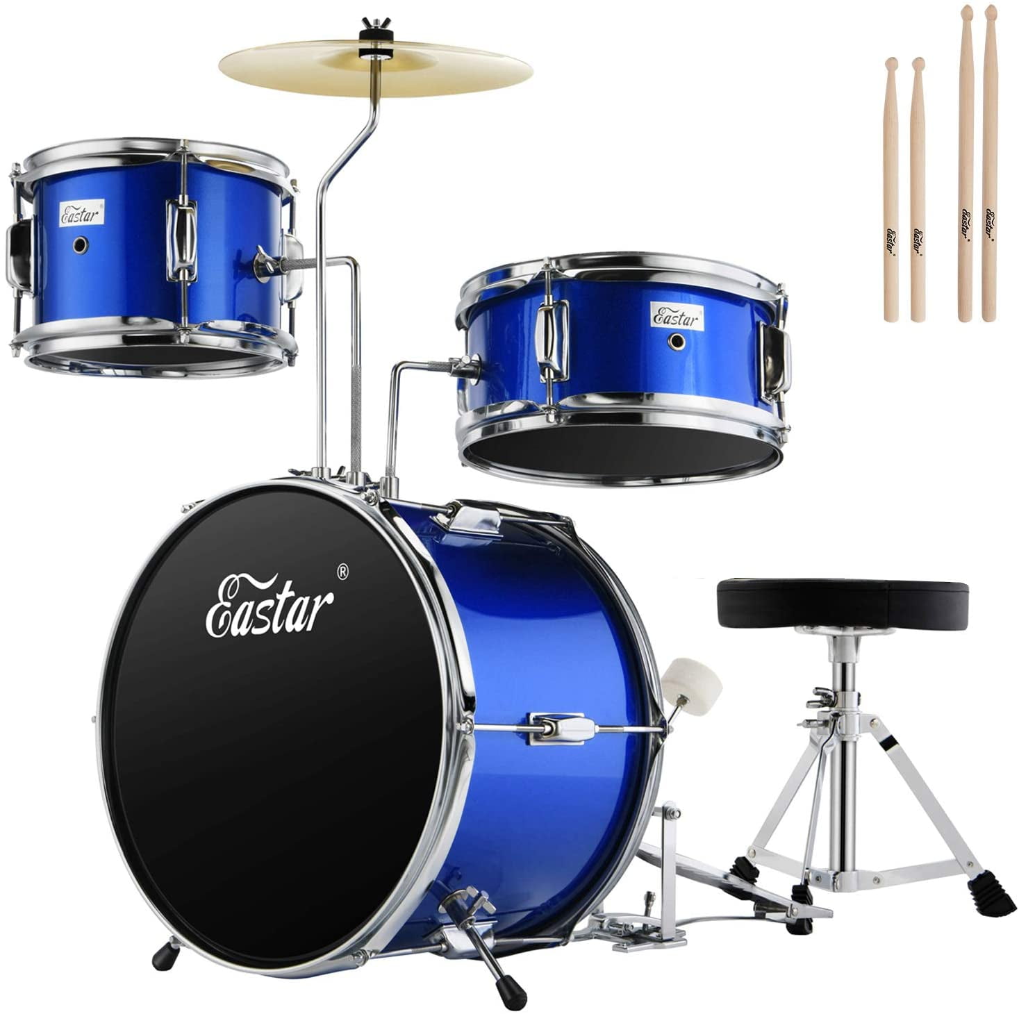 Buy Eastar 14 Drum Set for Kids, 3Piece with Bass Tom Snare, Adjustable Throne, Cymbal, Pedal
