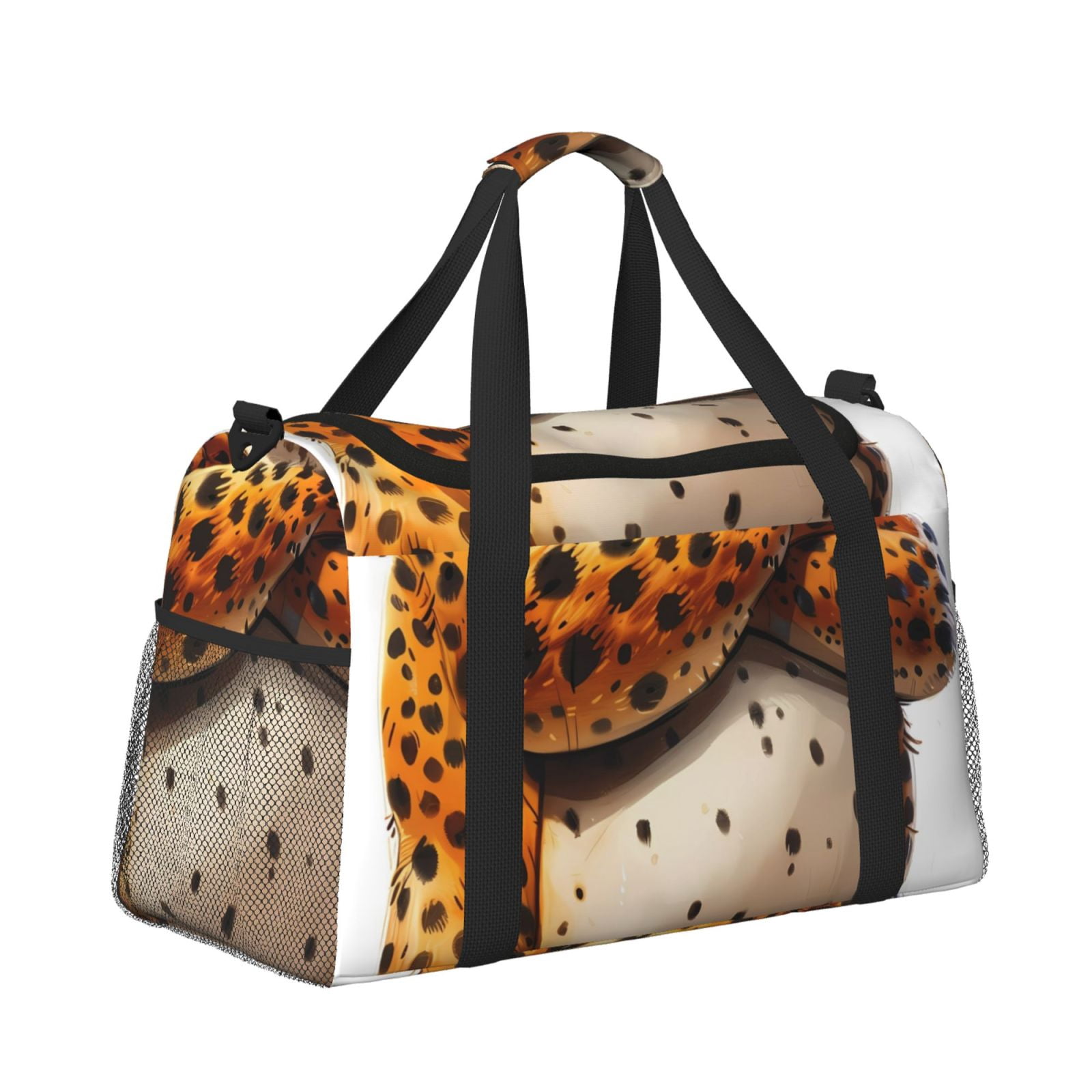 Fuzoiu Cartoon Cheetah With Attitude Print Travel Duffle Bag,Carry On Tote Bags,Duffel Bag,Sport Gym Bag, Hospital Bag for Labor and Delivery, Overnight Bag,Luggage Bag