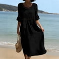 thumbnail image 2 of HAJWOH Dresses for Women Cotton Linen Summer Dresses Half Sleeve Beach Boho Eyelet Lace Trim Flowy Maxi Sundresses, 2 of 6