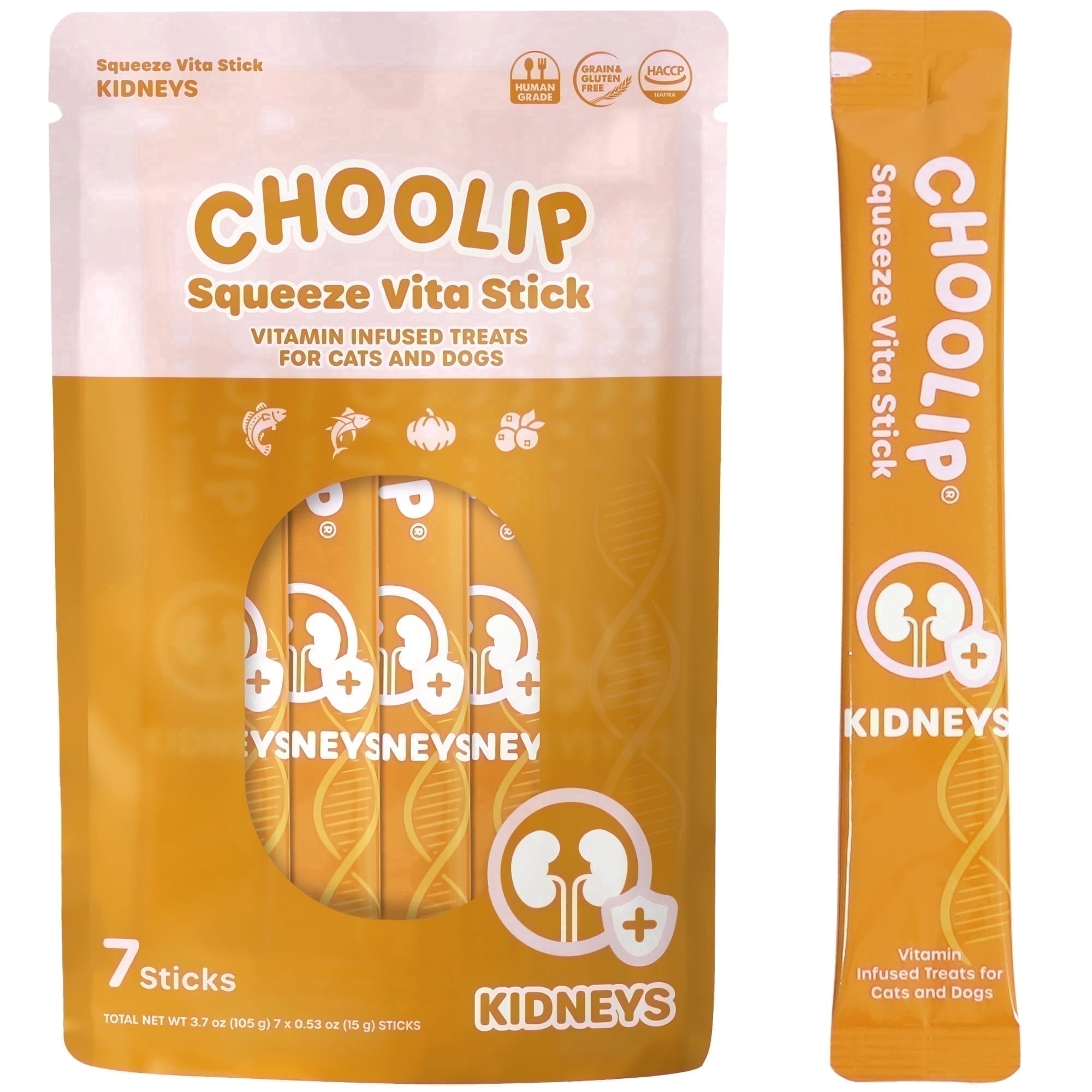Choolip Vita Stick Kidney Support Lickable Treats for Cats & Dogs, 3.7 oz (7 Sticks)