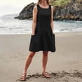 thumbnail image 4 of Rutainlusire Women's Summer Dresses Imitation Dress Round Neck Sleeveless Casual Dress Black L, 4 of 6