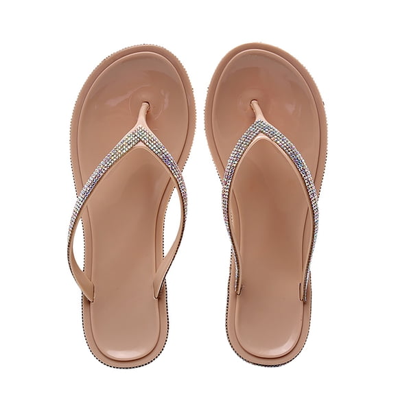 yulier Women's Flip Flops Summer Rhinestone Strap Casual Flat Flip Flops Sandals Slippers Thong Sandals for Swimming Pool Beach