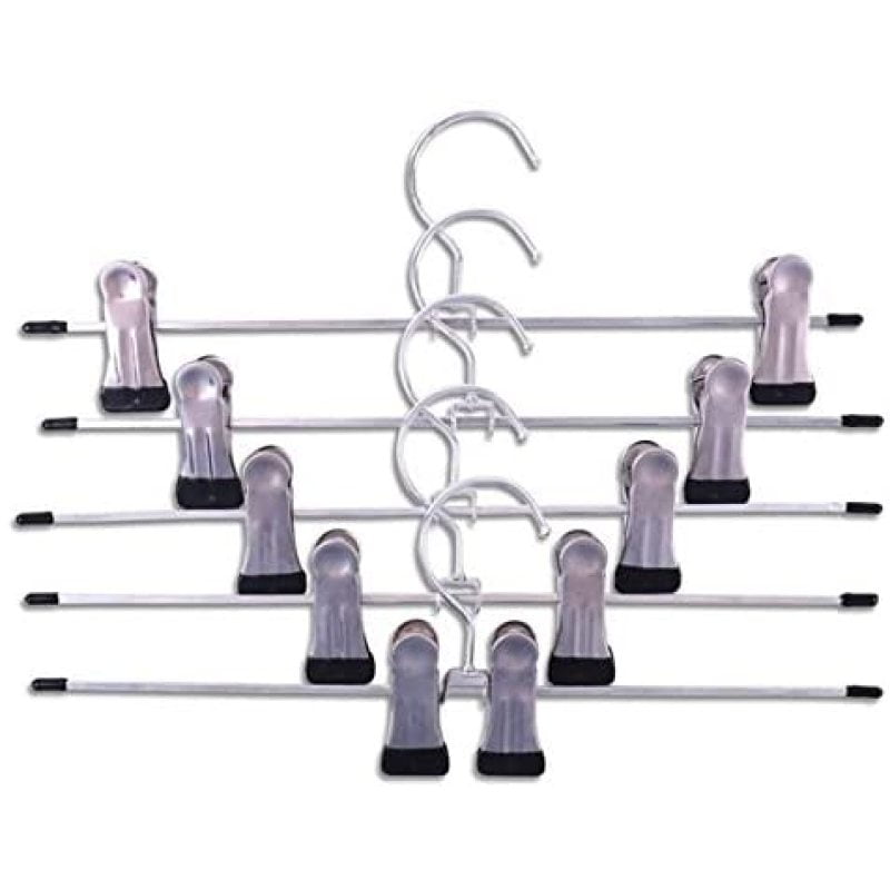 Cintres à Pinces Métalliques - Lot De 50, Clips Antidérapants, Gain De Place - Pour Pantalons, Jupes