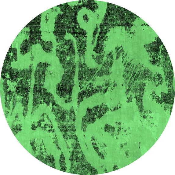 Ahgly Company Indoor Round Persian Emerald Green Bohemian Area Rugs, 4' Round