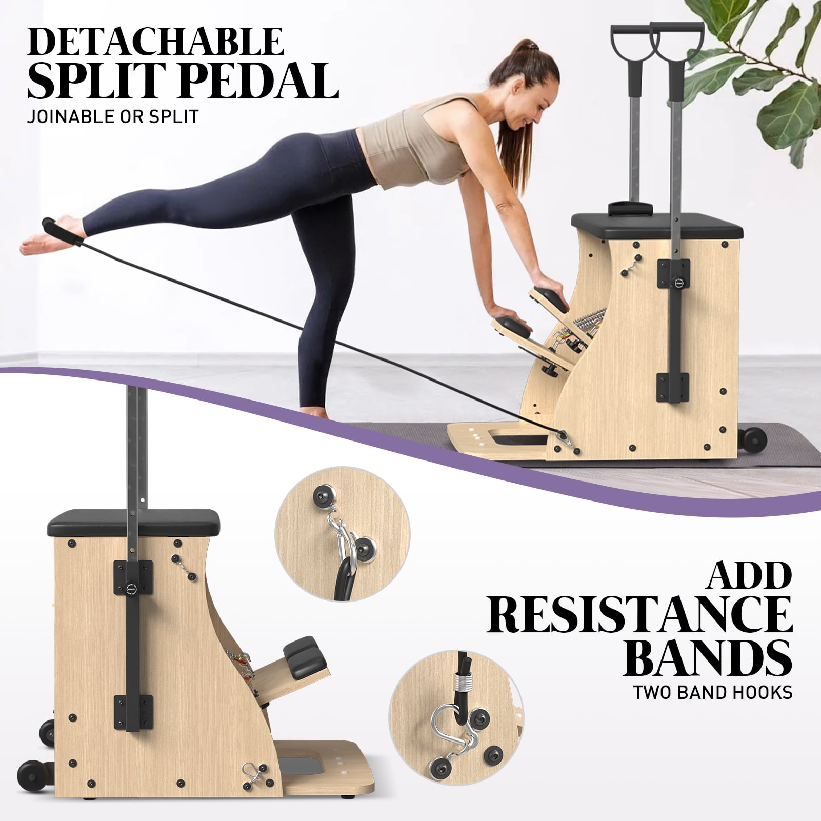 Mikolo Pilates Chair, Split-Pedal Stability Combo with