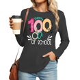 thumbnail image 5 of YUEHUA 100 Days of School Shirt for Women Teacher Graphic Long Sleeve Tshirt School Days Tee Tops, 5 of 6
