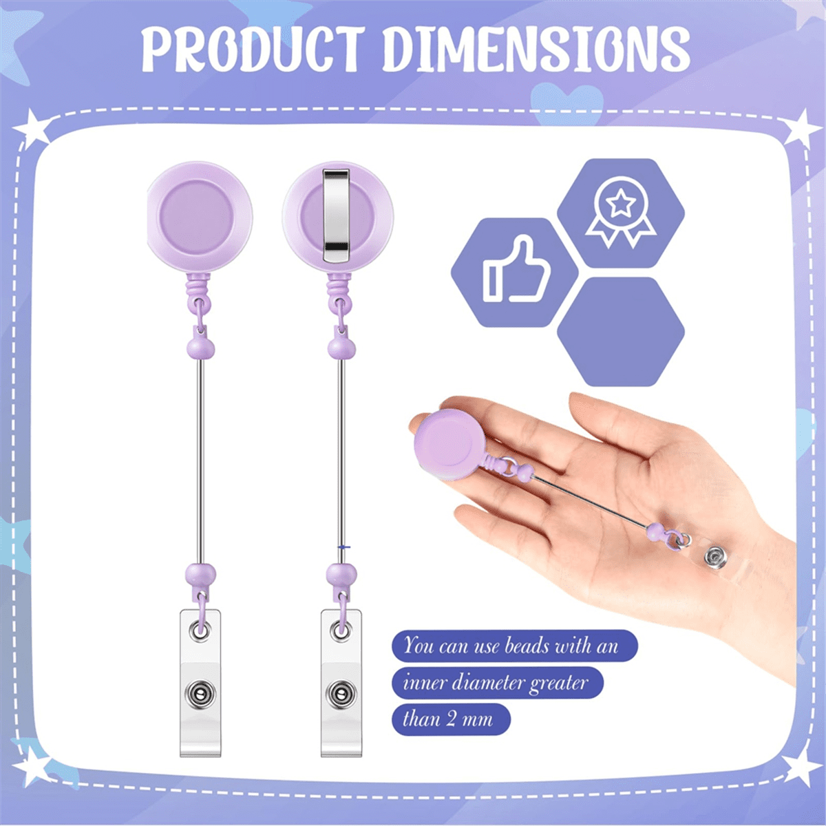50pcs Beaded Badge Reel Retractable Clip Holder for Beads Bulk Blank Bars ID Name Beaded Items Jewelry DIY plastic As Shown,1set x Retractable Badge Reels