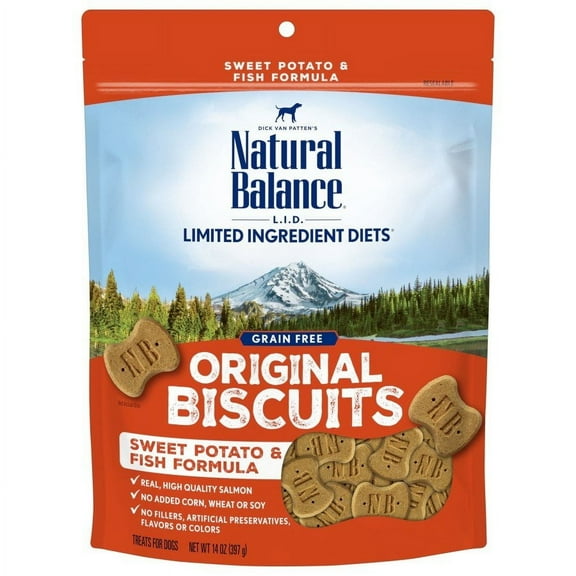 Natural Balance L.I.T. Limited Ingredient Treats Sweet Potato & Fish Formula Dry Dog Treats, 14-Ounce