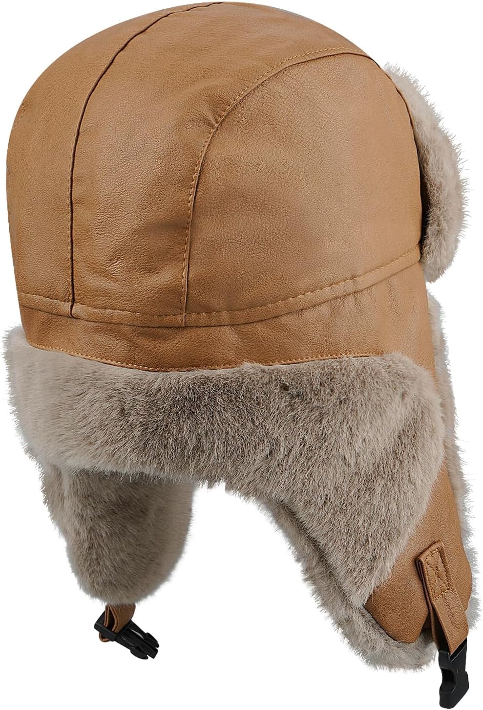 Zhengup Leather Trapper Hats Mens Winter Ski Hat Cold Weather Ski Hat Warm Gear Russian Ushanka Caps Cossack Trooper Hat