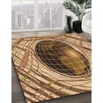 thumbnail image 3 of Ahgly Tapis Rond Lavable en Machine Intérieur Transitionnel Jaune Orange, 3 Pieds Rond, 3 of 7