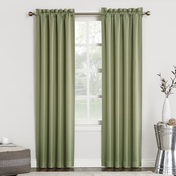 Sun Zero Nolan 2-pack Energy Saving Blackout Rod Pocket Curtain Panel Pair, 40"W x 84"L, Sage Green