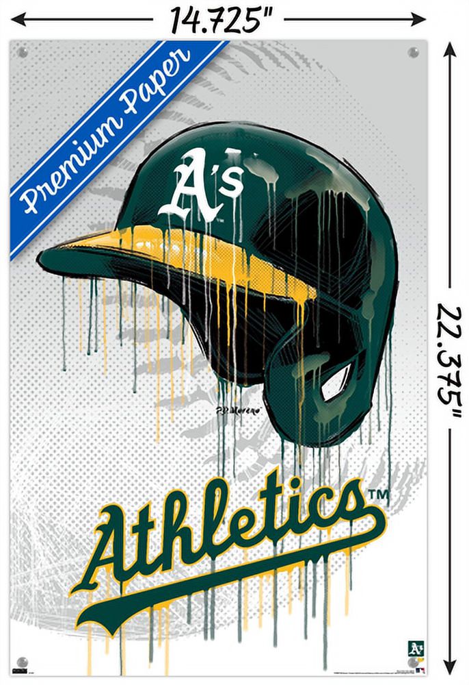 MLB Oakland Athletics - Drip Helmet 22 Wall Poster with Push Pins, 14.725" x 22.375"