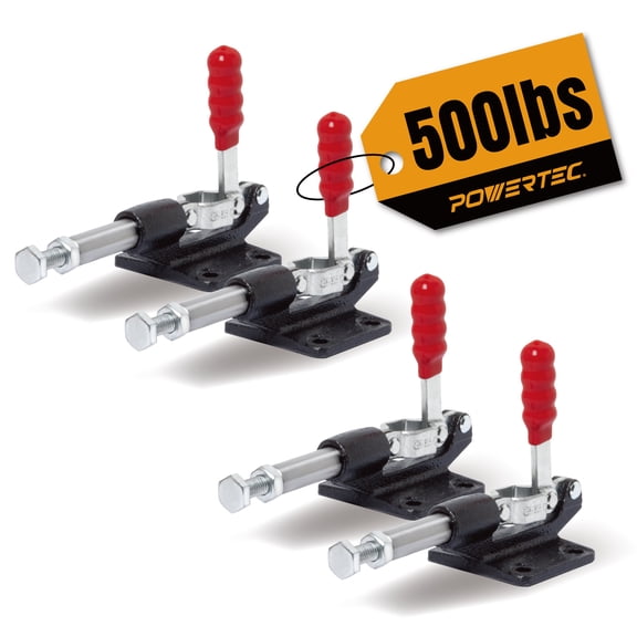 POWERTEC 4PK Toggle Clamp, 500lbs Holding Capacity, 305CM Quick Release Push/Pull Clamp for Woodworking Jigs and Fixtures, Pocket Hole Jigs, Welding, CNC, 20318-P4