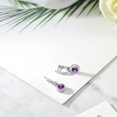 thumbnail image 4 of Gem Stone King 925 Sterling Silver Purple Amethyst and White Created Sapphire Dangle Earrings for Women  (2.64 Cttw, Gemstone February Birthstone, Round 6MM), 4 of 4