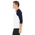 thumbnail image 3 of The Bella + Canvas Unisex 3/4 Sleeve Baseball T-Shirt - WHITE/ NAVY - M, 3 of 4
