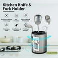 thumbnail image 3 of Kitchen Utensil Holder, Rotating Stainless Steel Utensil Caddy with Removable Divider, Countertop Utensil Organizer with Detachable Base, 3 of 7